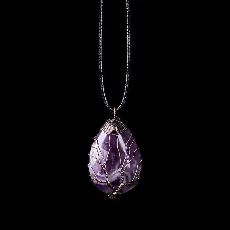 Tree Of Life Pendant Necklace-Amethyst