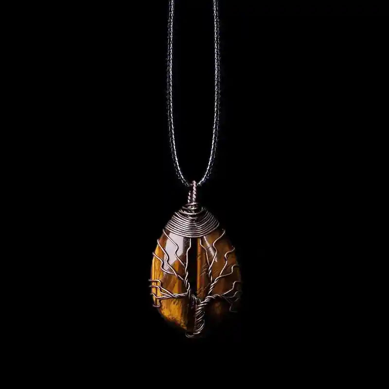 Tree Of Life Pendant Necklace-Tiger Eye