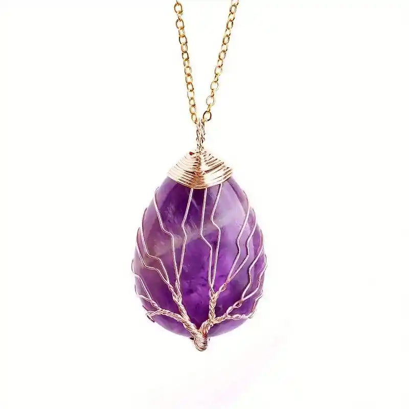 Tree Of Life Pendant Necklace-Amethyst