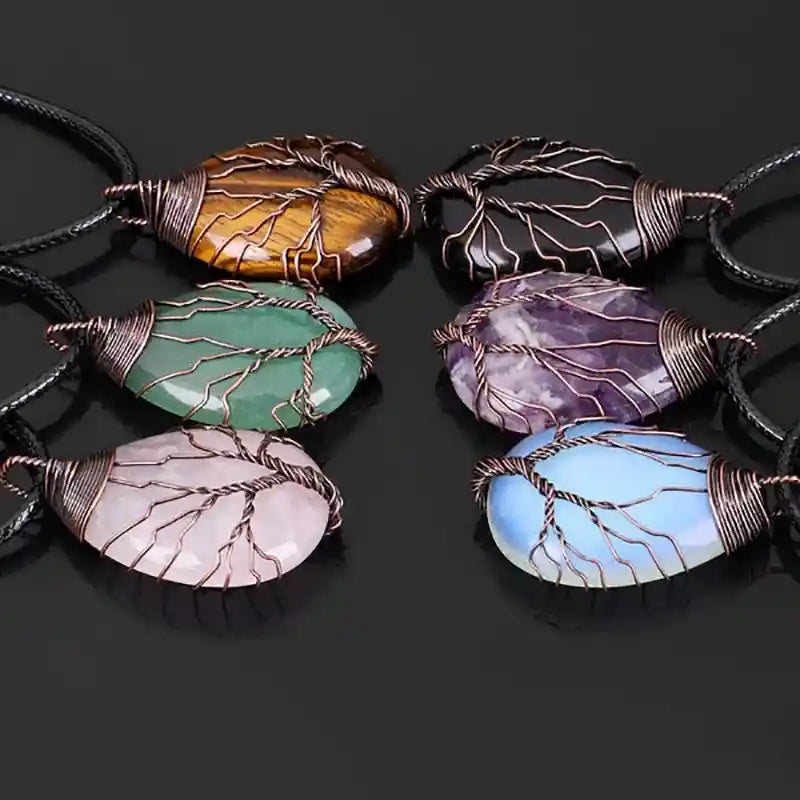 Gemstone Tree Of Life Pendant Necklace