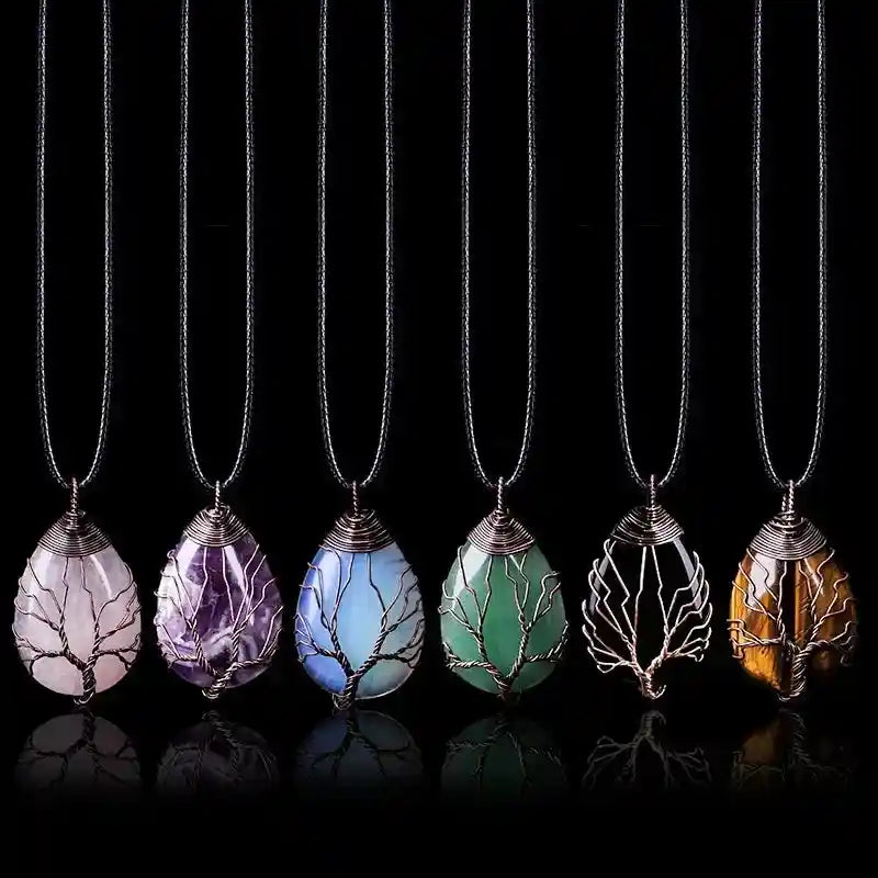 Gemstone Tree Of Life Pendant Necklace