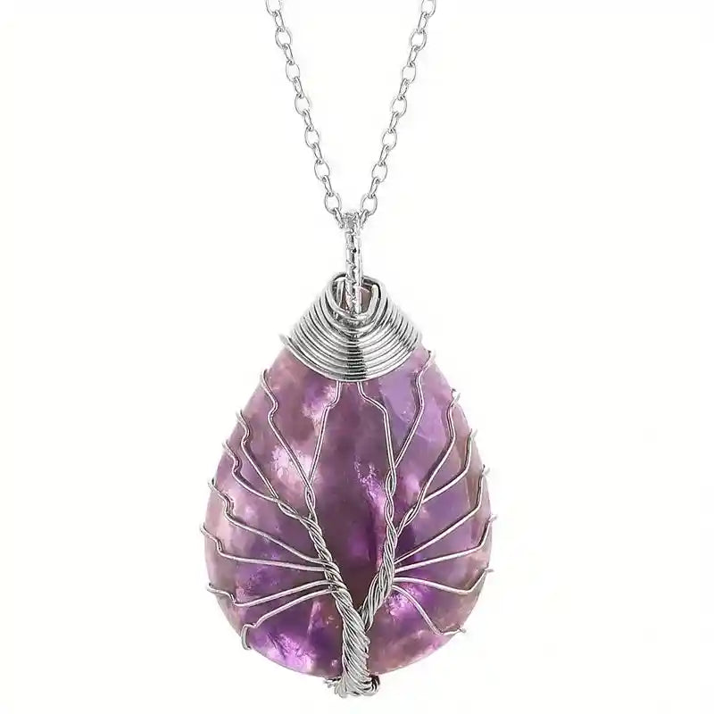 Tree Of Life Pendant Necklace-Amethyst